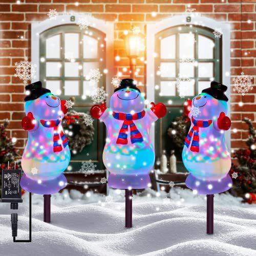 割引発見 雪だるまクリスマスデコレーションライト アウトドア クリスマスパスウェイライト 防水 ガーデン風 LED 外灯