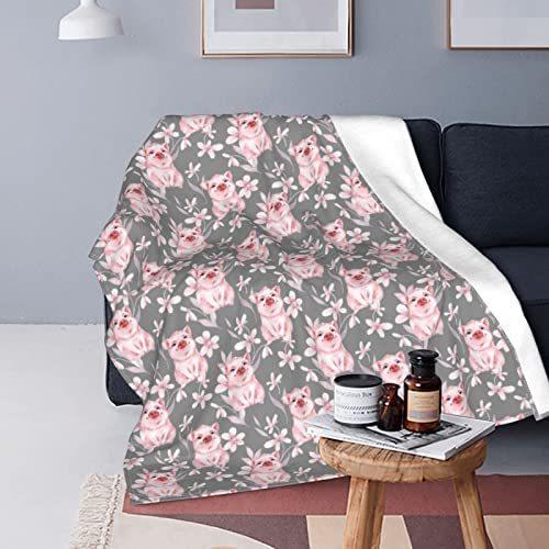 レビュー高評価の商品！ Flannel Blanket Throw Pig Bed 60"x50" Couch Sofa Rooms Living Bedroom for Blanket Plush Cozy Lightweight Blanket 掛け布団