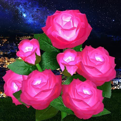 屋外 ソーラー ガーデン ローズ ステークライト 7 ローズ フラワー パス ソーラー ライト ガーデン装飾 海外ブランド
