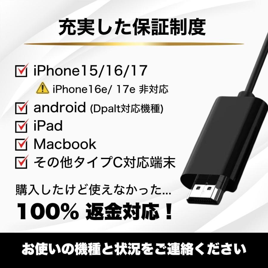 ミラーリング iPhone HDMI カーナビ 車 機器 有線 延長ケーブル付 3m