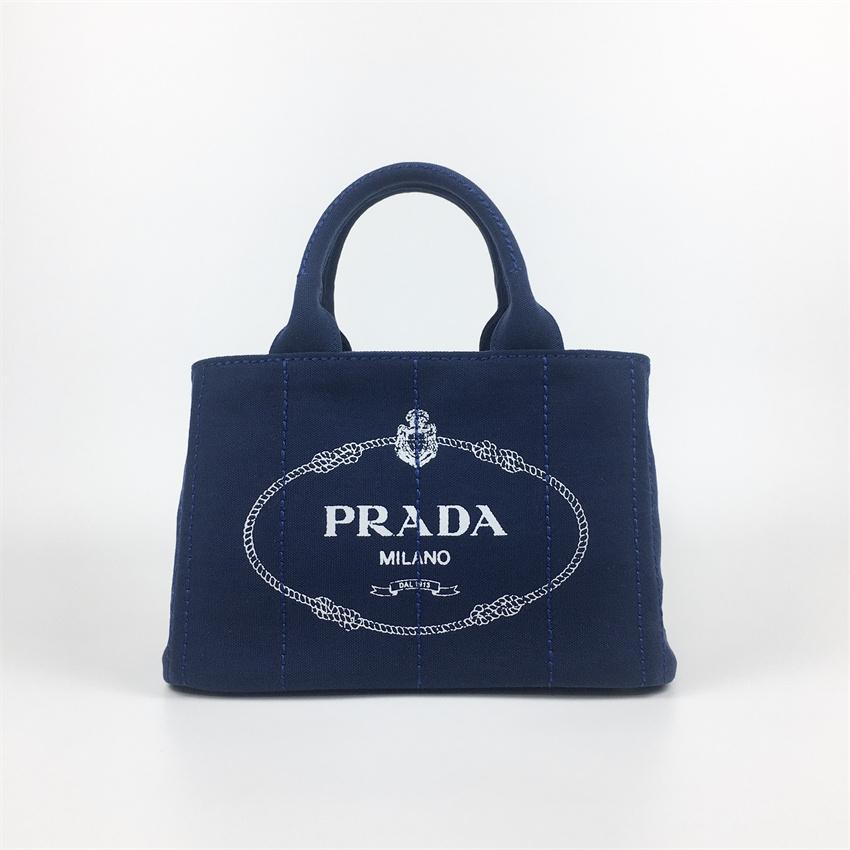PRADA ガナパ ネイビー キャンバス バッグ