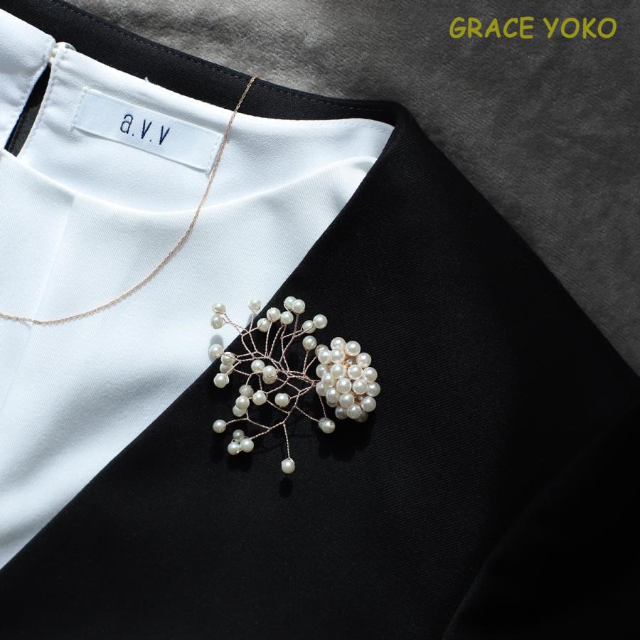 ふんわりかすみ草ブローチb103　パールコサージュ　入学式　卒業式　シンプルで上品に　送料無料 GRACE YOKO　ハンドメイドによる「たったひとつの輝き」 | 