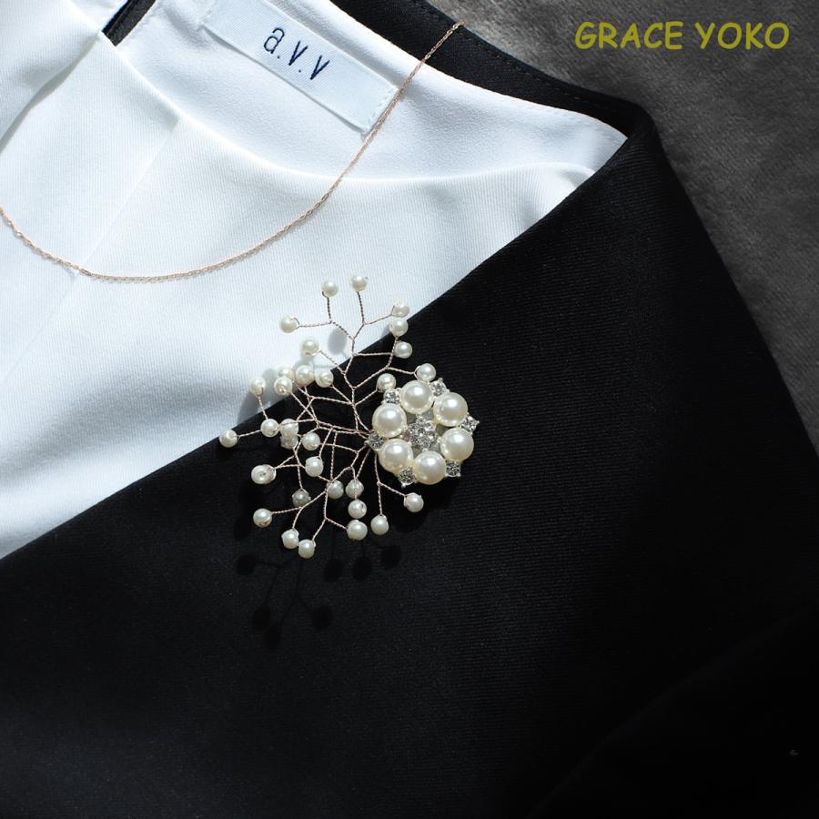 ふんわりかすみ草ブローチb104　パールコサージュ　入学式　卒業式　シンプルで上品に　送料無料 GRACE YOKO　ハンドメイドによる「たったひとつの輝き」 | 