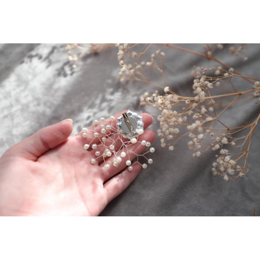 ふんわりかすみ草ブローチb104　パールコサージュ　入学式　卒業式　シンプルで上品に　送料無料 GRACE YOKO　ハンドメイドによる「たったひとつの輝き」 |  | 03