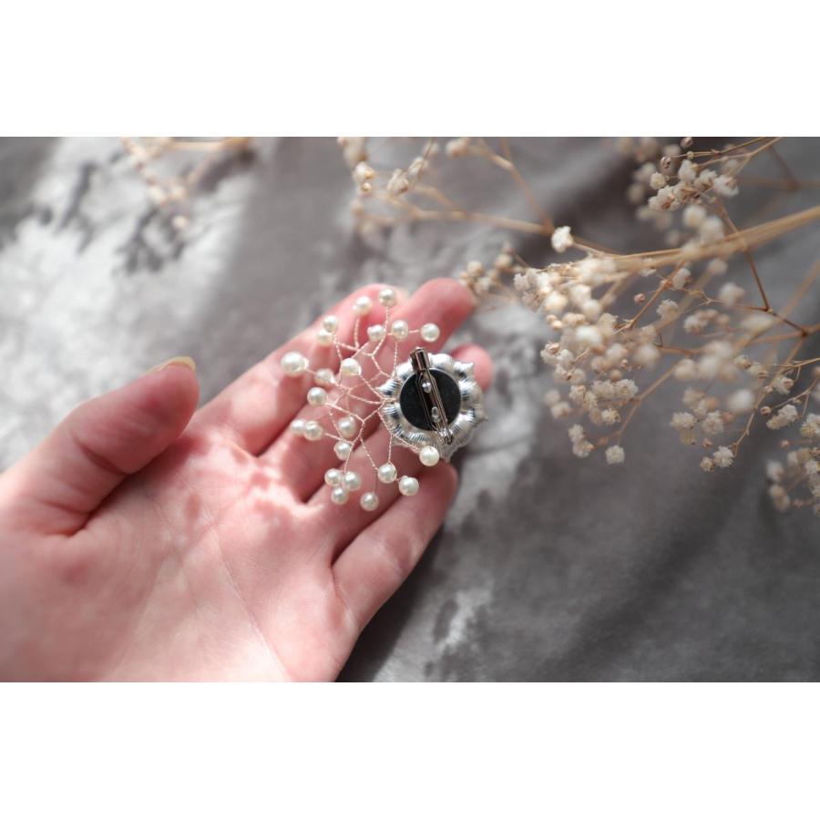 ふんわりかすみ草ブローチb105　パールコサージュ　入学式　卒業式　シンプルで上品に　送料無料 GRACE YOKO　ハンドメイドによる「たったひとつの輝き」 |  | 04