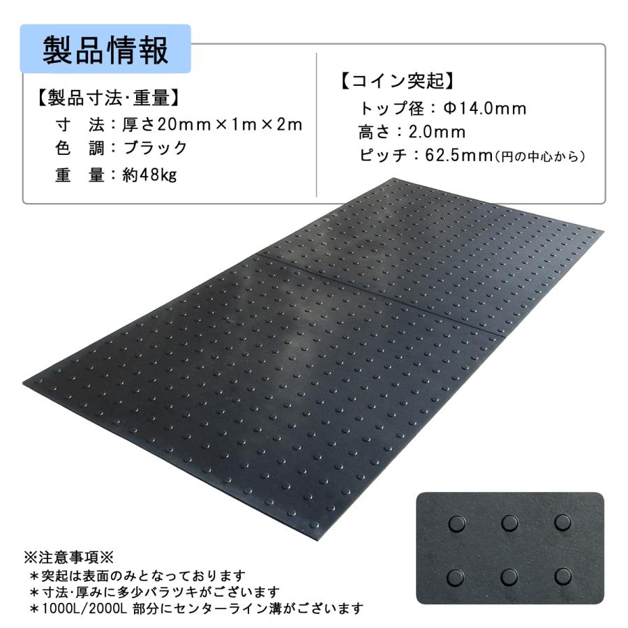 ゴムマット 駐車場 らくらくマット 厚さ20mm 1m×2m 工事用 ゴムマット 駐車場 らくらくマット 厚さ20mm 1m×2m 工事用