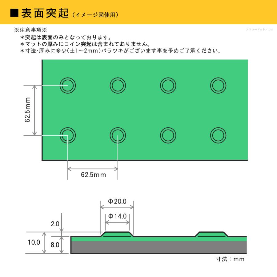 ゴムマット　駐車場　厚さ10ｍｍ　1枚　らくらくマット　広島化成　グリーン　二層品　滑り止め　仮設　養生　多目的　屋外　耐久　防振　幅1ｍ　長さ2ｍ |  | 02