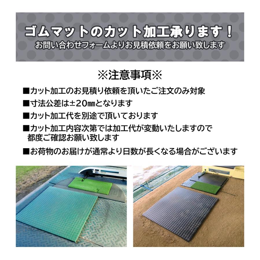 ゴムマット　耐スパイク性　ダッグアウト　練習場　厚 18ｍｍ　スパイクマット　広島化成　ブラック　5枚組　ゴルフ場　仮設　突起有　幅1ｍ　長さ2ｍ |  | 12