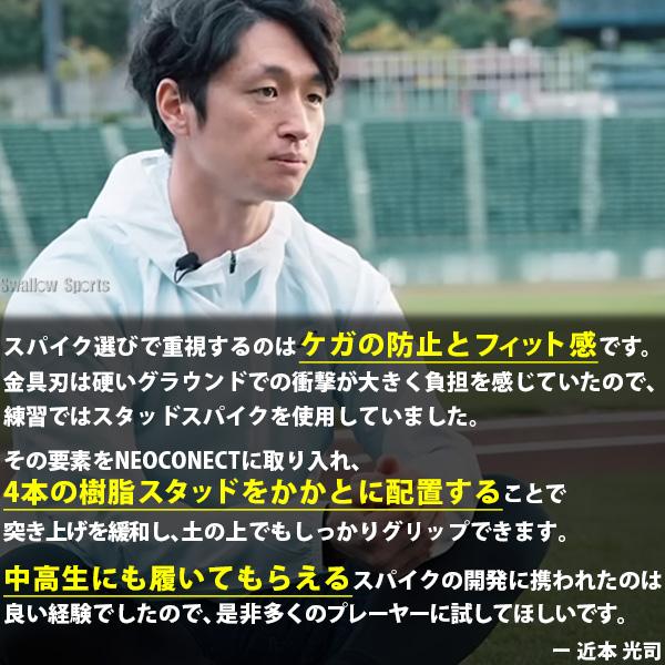 野球 スパイク アシックス 白 ネオコネクト カラー 一部高校野球対応 金具 スタッド ポイント 軽量 プロモデル 1123A054 ASICS スワロースポーツの画像