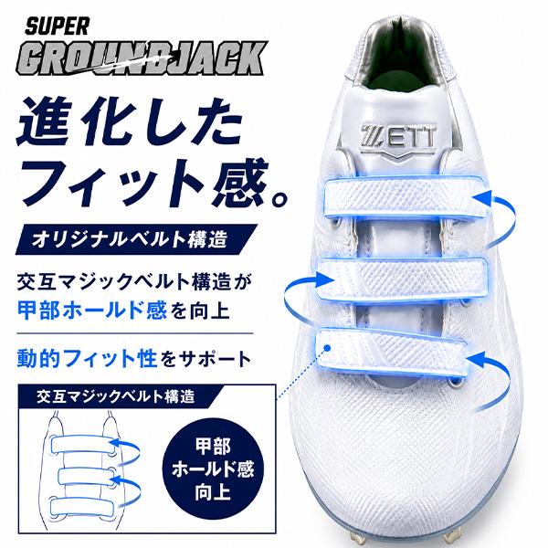 ZETT ホワイト スパイク ベルクロ付き ゼット（ZETT） 野球 スパイク マジックテープ 金具 白スパイク 野球