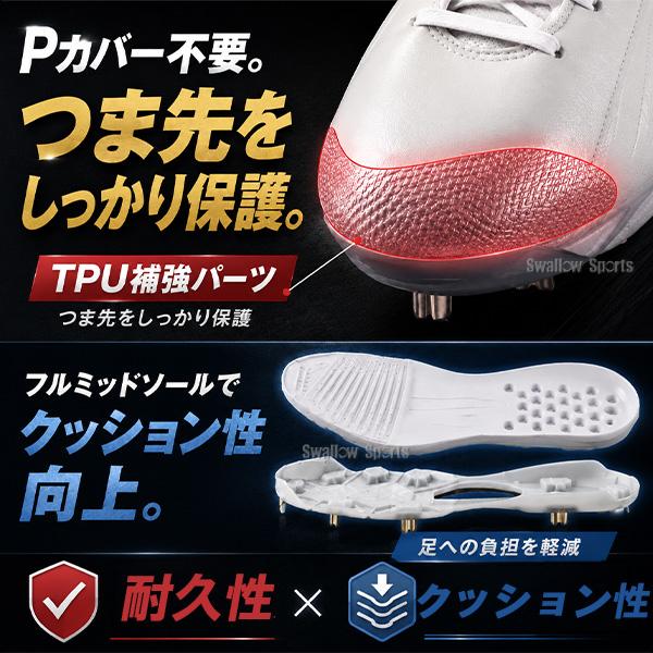ゼット（ZETT） 【タフトーのみ可】野球 スパイク 金具 白スパイク