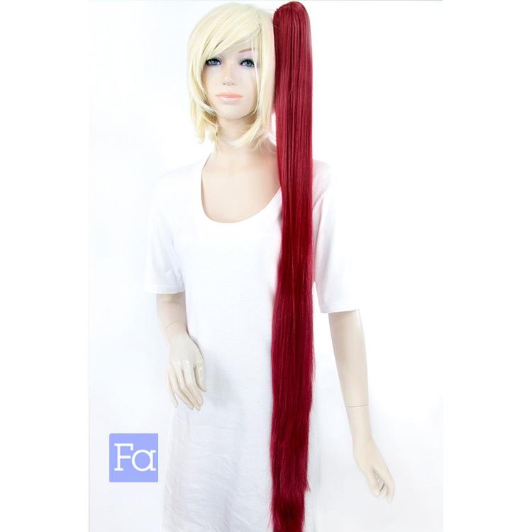 バンス 105cm 赤「ワインレッド」 ウィッグ つけ毛 ポニテ ポイント