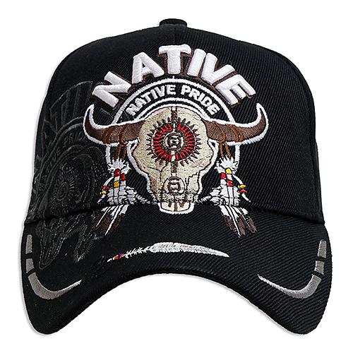 キャップ NATIVE PRIDE COW SKULL ソリッド ブラック AC-CP-VM107-01 | 