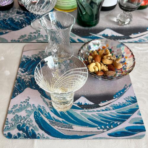 【SAKEマット】　北斎 「神奈川沖浪裏」　｜酒器・ボトル対応 吸水マット　酒マット |  | 01