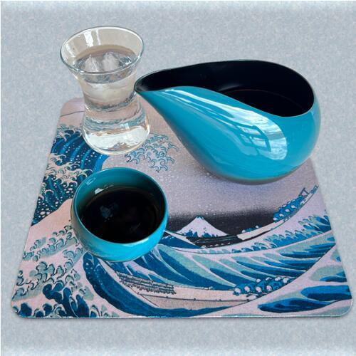 【SAKEマット】　北斎 「神奈川沖浪裏」　｜酒器・ボトル対応 吸水マット　酒マット |  | 04