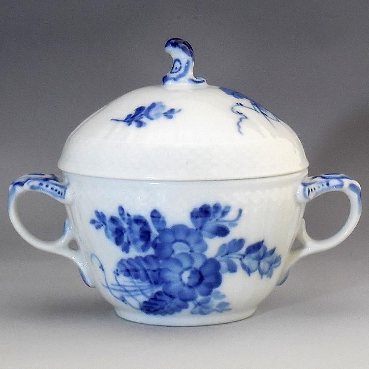 ロイヤルコペンハーゲン Royal Copenhagen デンマーク製 ブルーフラワーカーブ シュガーポット 未使用 箱付き｜swan-antiques｜02