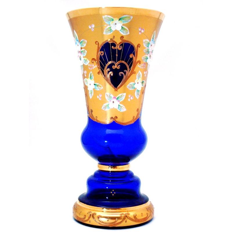 送料無料 Egermann ボヘミア クリスタル フラワーベース 25 3cm 金彩 ブルー エナメル 最高品 163 スワン アンティークス 通販 Yahoo ショッピング