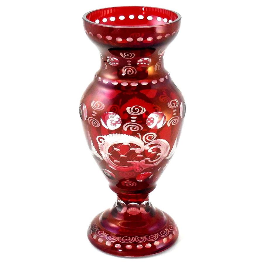 ボヘミア Bohemia エーゲルマン レッド Egermann 花瓶 フラワーベース 