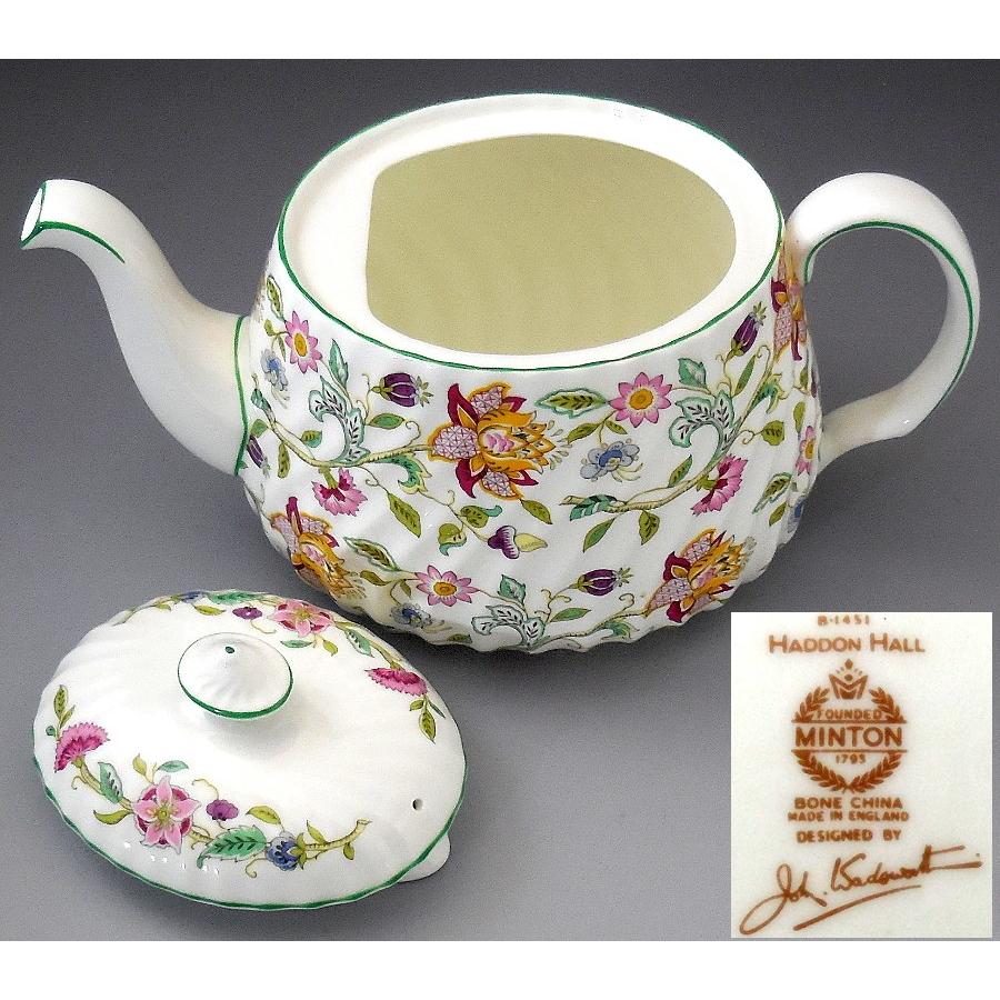 ミントン Minton 英国製ハドンホール グリーン ティーポット　Lサイズ　未使用 廃盤品｜swan-antiques｜06