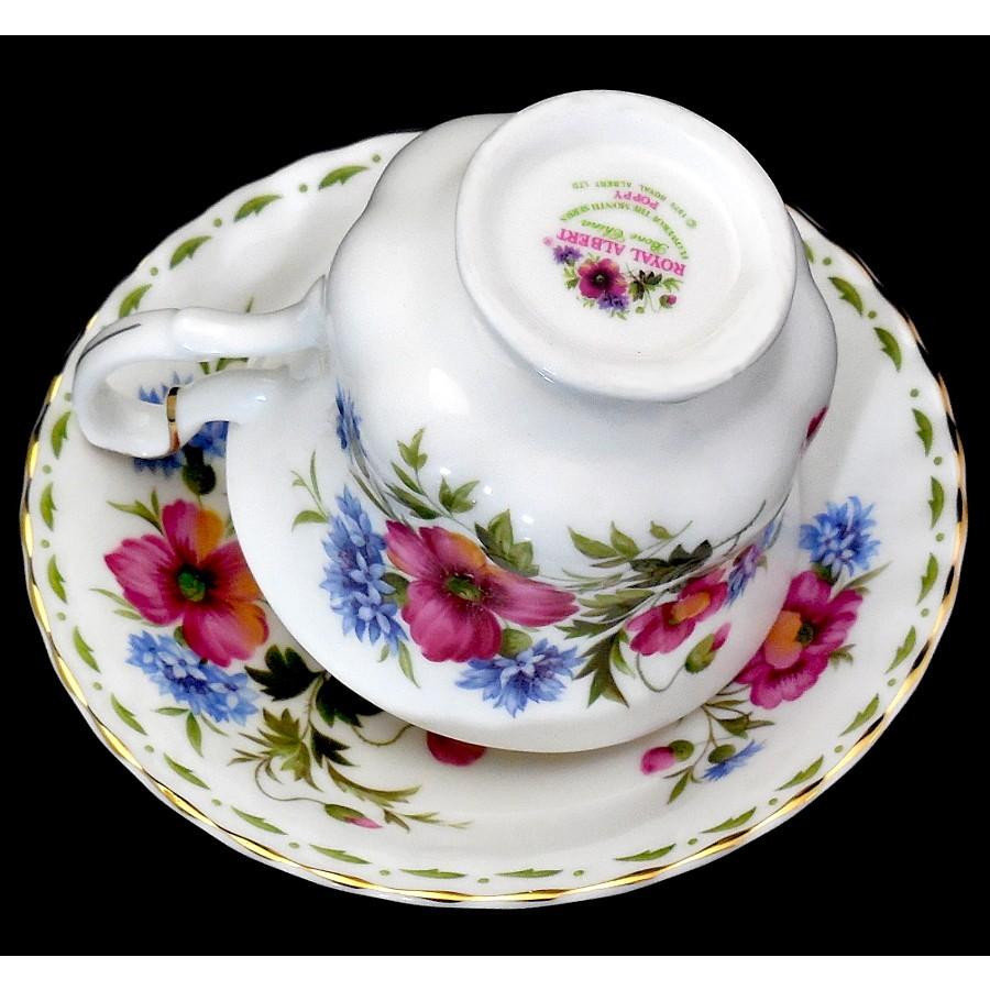 ロイヤルアルバート (Royal Albert) フラワー オブ ザ マンス 8月 ポピー カップ＆ソーサー 未使用 廃盤品　｜swan-antiques｜06