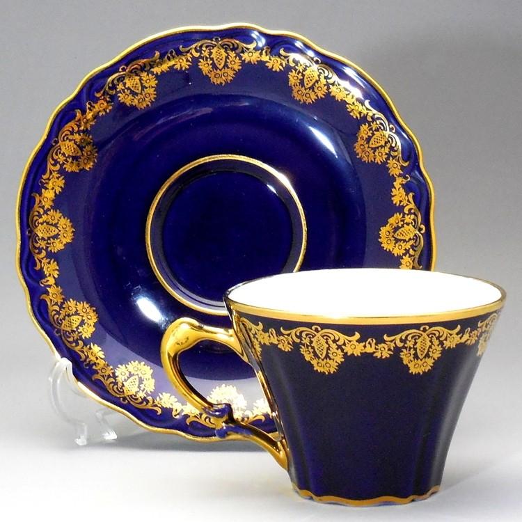 フランス リモージュ Limoges コバルトブルー GUARNTEED FIRST QUALITY カップ＆ソーサー 一級品 914