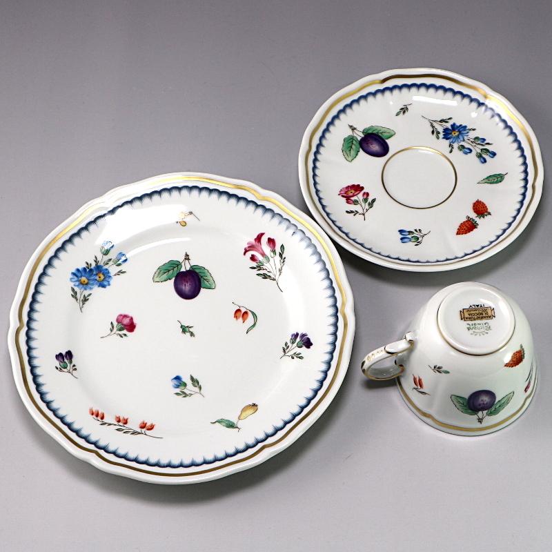セール価格 リチャードジノリ Richard Ginori イタリアンフルーツ デミタス カップ&ソーサー & 17cm プレート 未使用|swan-antiques|06