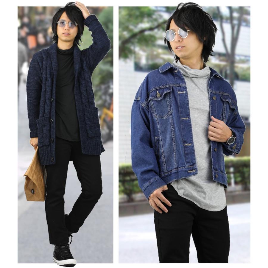 ロング丈 ハイネック 長袖 メンズ カットソー タートル ロング