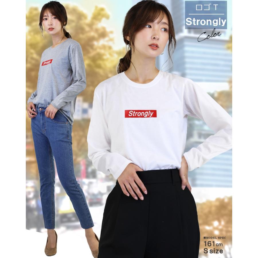 ロゴtシャツ レディース カットソー tシャツ 長袖 おしゃれ ゆるカジ 