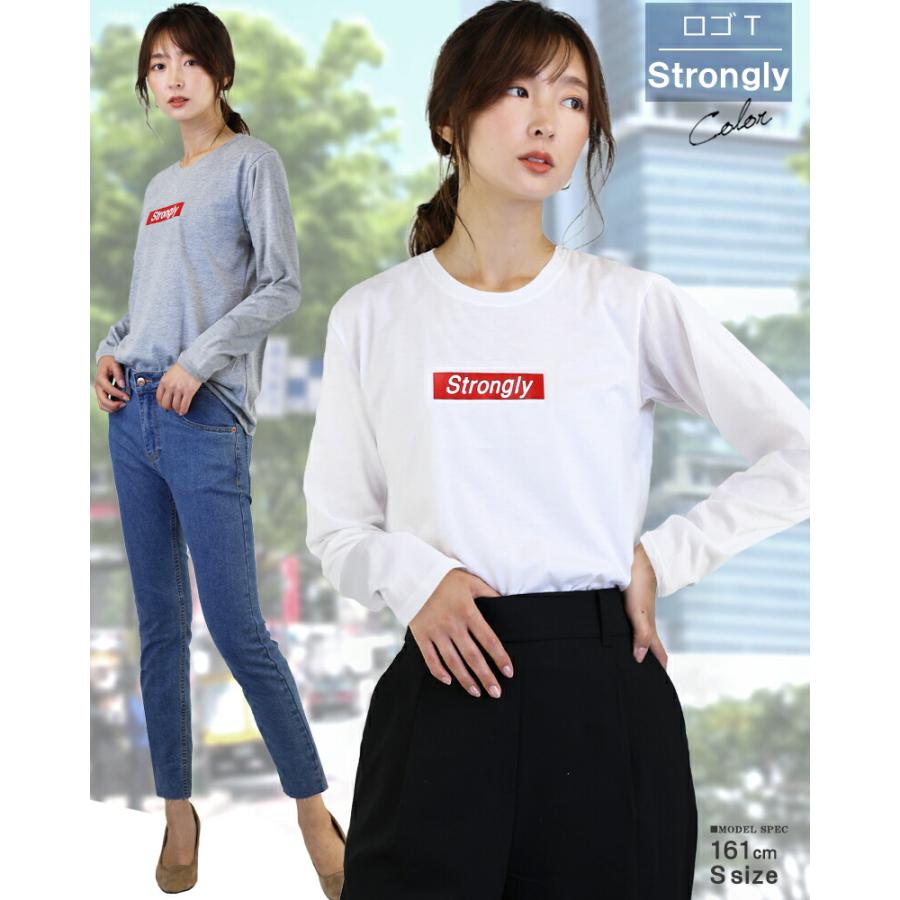 ロゴtシャツ レディース カットソー tシャツ 長袖 おしゃれ ゆるカジ