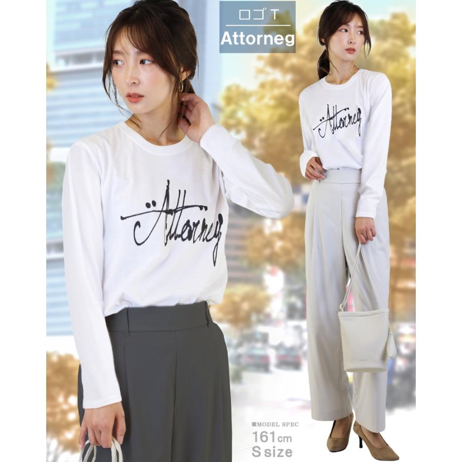 ロゴtシャツ レディース カットソー tシャツ 長袖 おしゃれ ゆるカジ 