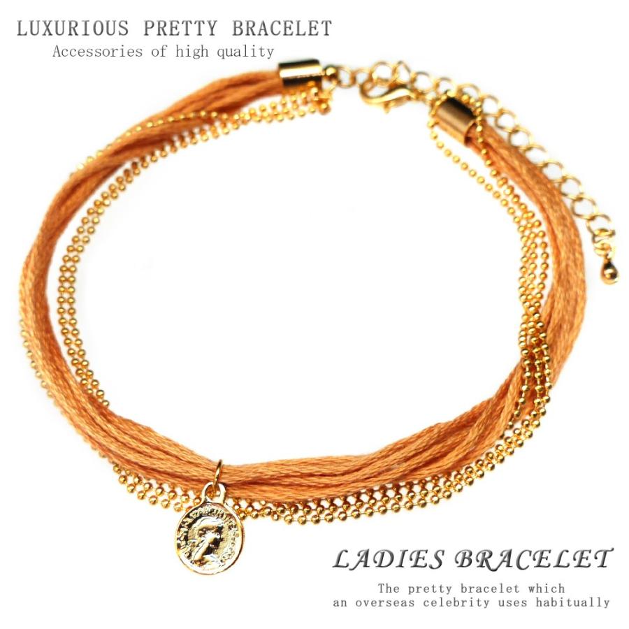 ブレスレット レディース 女性 ミサンガ ブレス アンクレット 華奢 オレンジ ゴールド チェーン Kob56 おしゃれ Kob56 スワン宝石 通販 Yahoo ショッピング