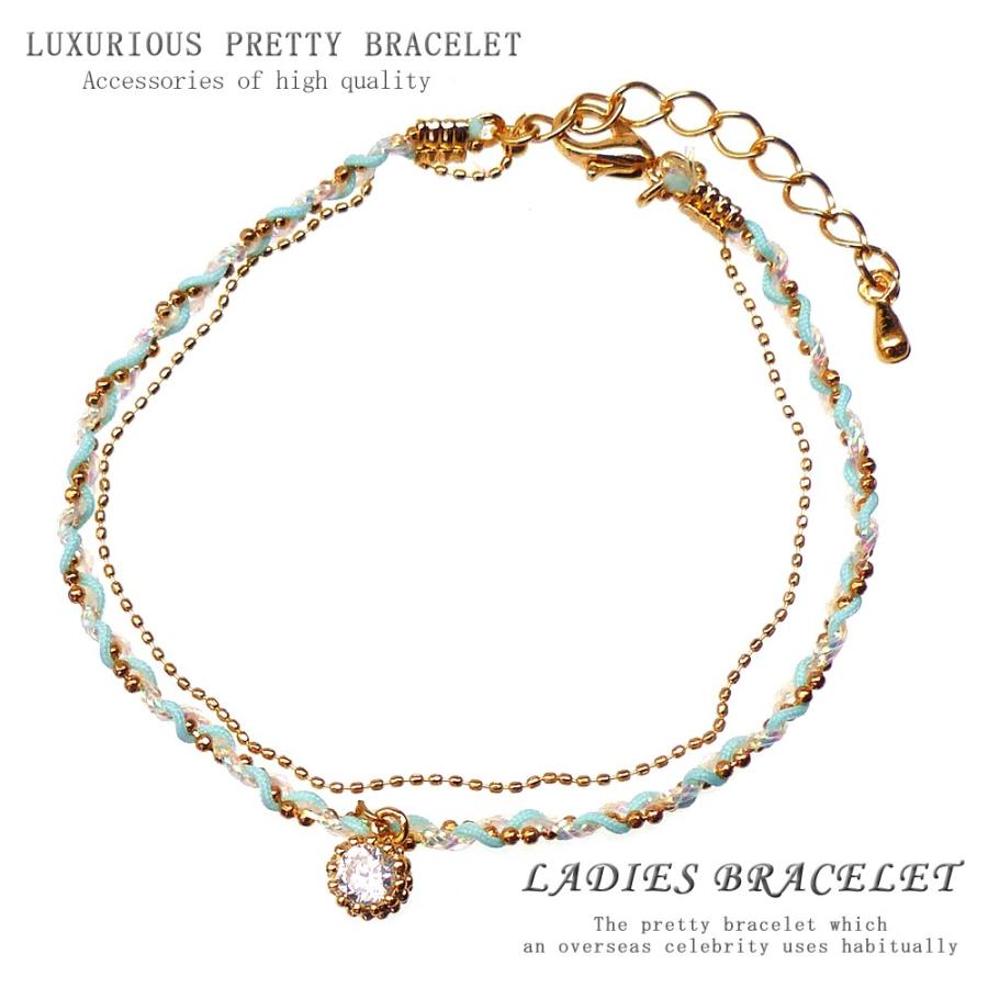 ブレスレット レディース 女性 ミサンガ ブレス アンクレット 華奢 水色 スパイラル ゴールド チェーン Kob90 おしゃれ 新作 服 春 春服 春物 Kob90 スワン宝石 通販 Yahoo ショッピング