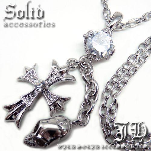 送料無料 スカル 髑髏 骸骨 ドクロ 十字架 クロス ロザリオ シルバーカラー キラキラ輝く煌きカットglass ネックレス アクセ ジュエリー ホスト系 メンズn854 N854 スワン宝石 通販 Yahoo ショッピング