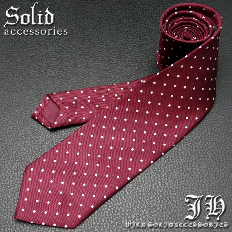 ネクタイ メンズ 幅 7cm グレー レッド 赤 ドット柄 ナロータイ