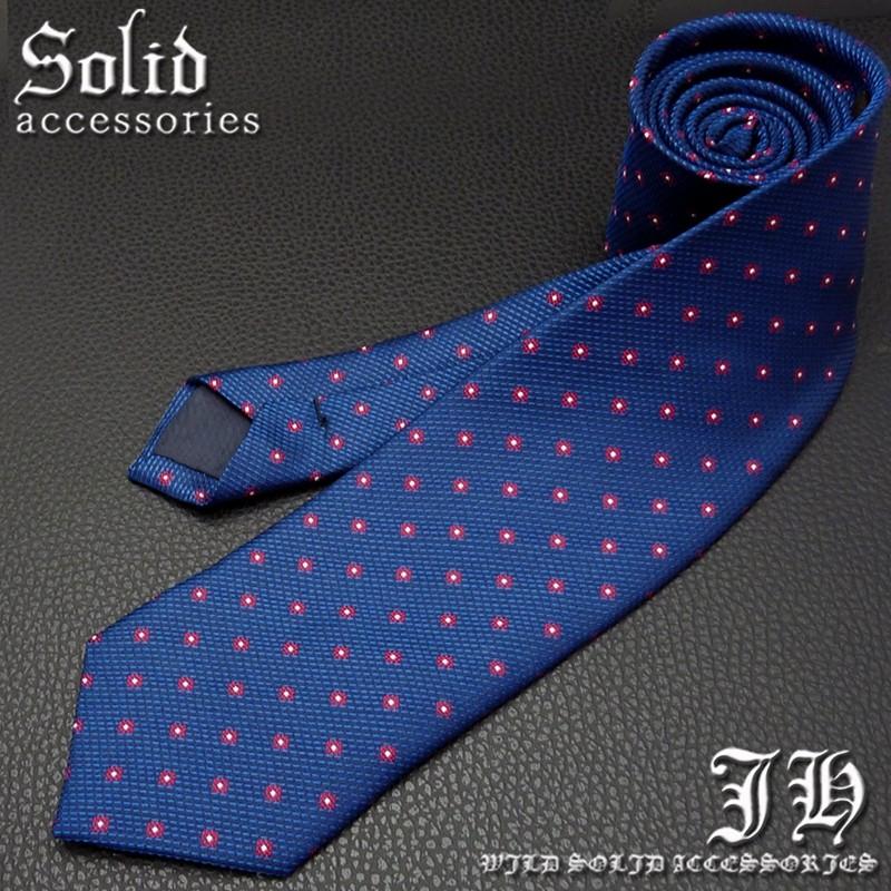 ネクタイ メンズ 幅 7cm ネイビー 紺 レッド 赤 ホワイト 白 ドット柄