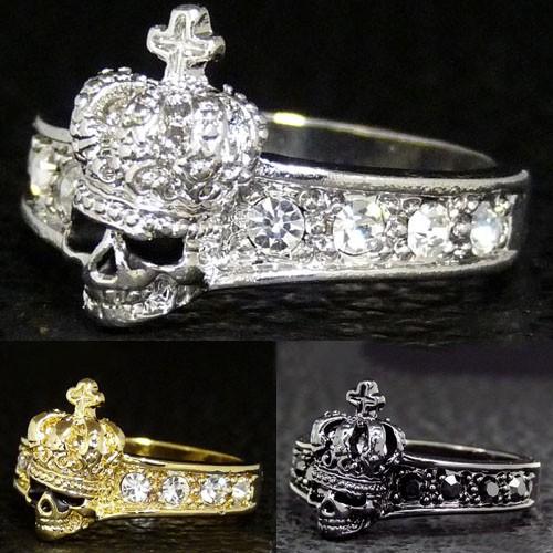 新作クラウンスカル指輪 メンズ いかつめ 選べるサイズカラー 高級