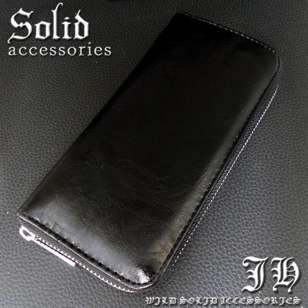 長財布 ラウンドジップ ラウンドファスナー 財布 お洒落 ウォレット 黒