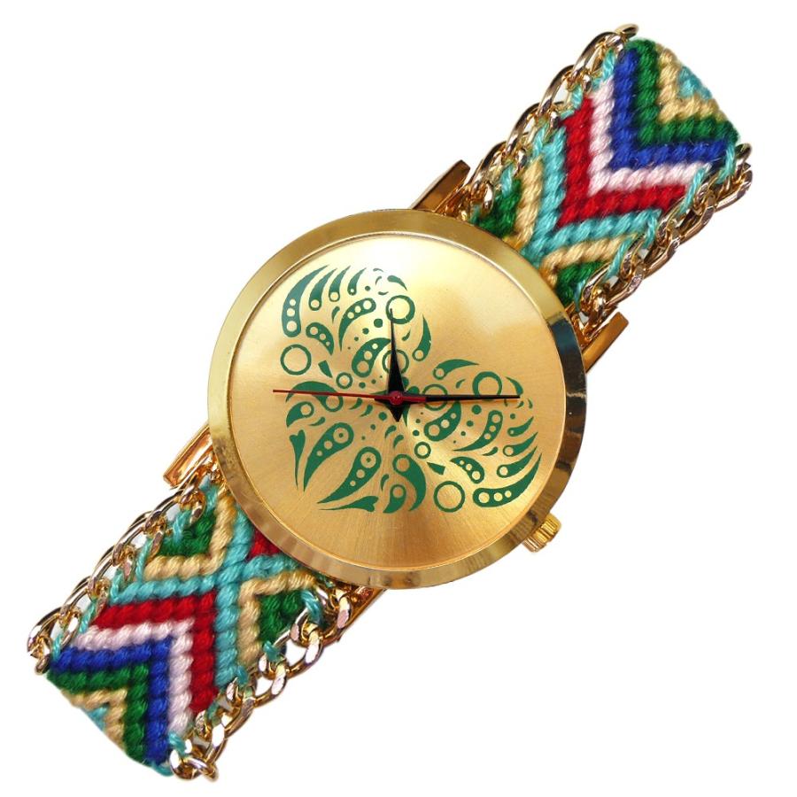 送料無料999円 ミサンガウォッチ ハート トライバル 大きめ文字盤 フェイス ブレスレット カラー アース系 時計 トレンド アクセサリーt262 おしゃれ T262 スワン宝石 通販 Yahoo ショッピング