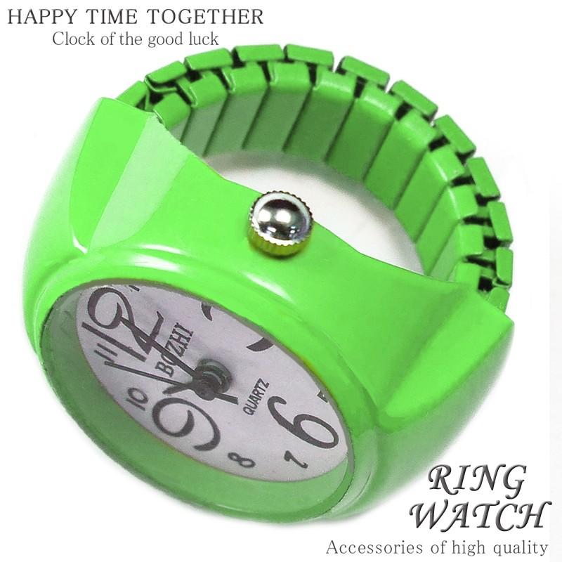 新作 全21種 リングウォッチ グリーン 緑 丸型 指輪時計 指時計 フリーサイズ 指輪 型 時計 かわいい プチプラ レディース 時計 t292 おしゃれ 女性用｜swan-hoseki｜03
