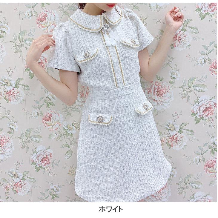 ツイード ワンピース タイト 膝上 ひざ丈 春 夏 きれいめ かわいい 可愛い 半袖 レディース ミニ セクシー ビジュー パール きらきら カジュアル 女の子 Swankiss 通販 Yahoo ショッピング