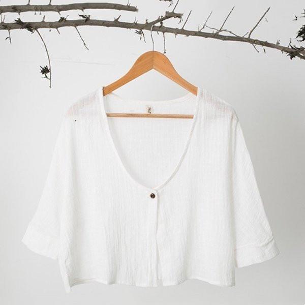 最大80％オフ！-夏カーディガンポレロ前開き綿無地シンプルVネック薄