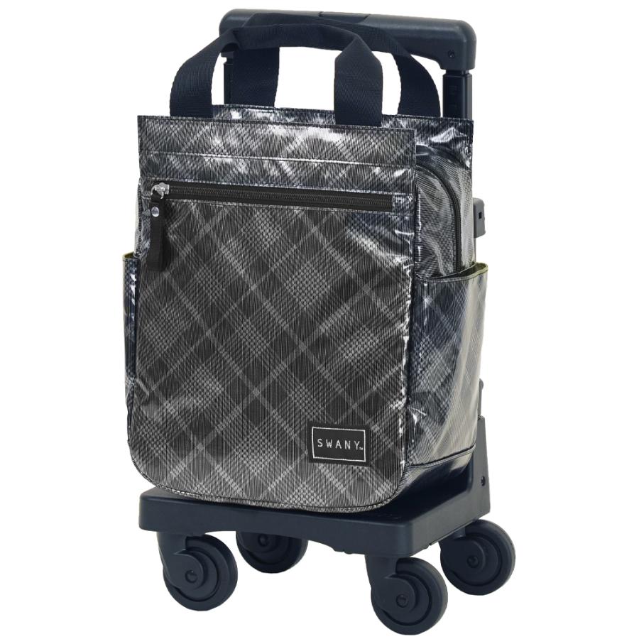 SWANY スワニー 4輪キャリーバッグ チェック柄 シルバー 軽量 美品 SWANY（キャリーバック） スワニー キャリーバッグ SWANY