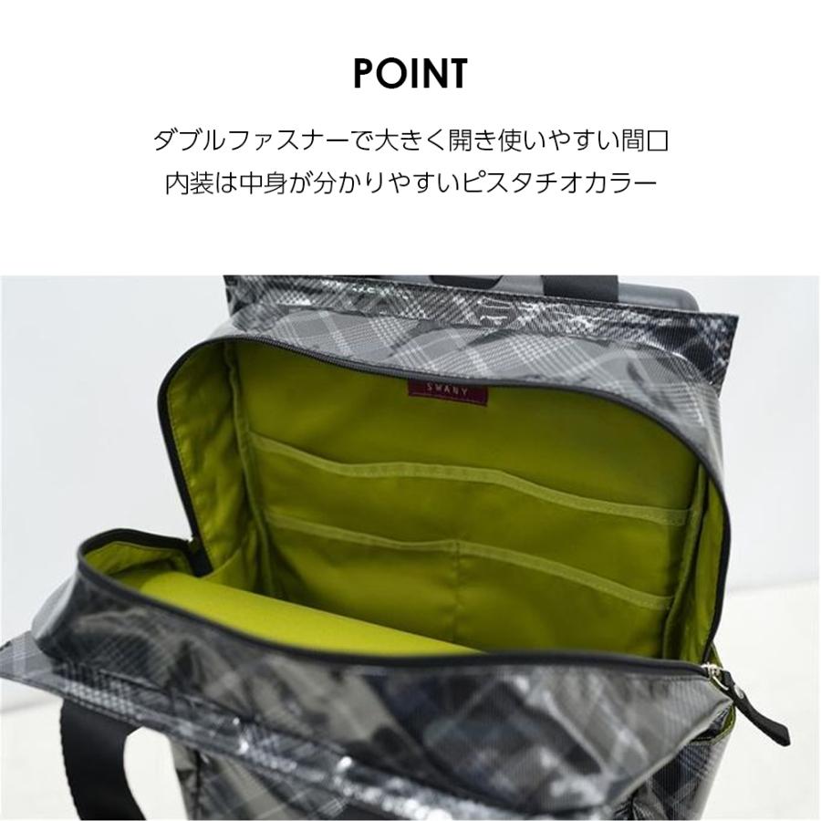 SWANY スワニー 4輪キャリーバッグ チェック柄 シルバー 軽量 美品 SWANY（キャリーバック） スワニー キャリーバッグ SWANY