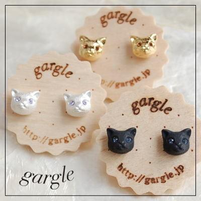gargle ガーグル mini CATS 猫 ピアス ネコ ねこ 黒猫 白猫 小さい 