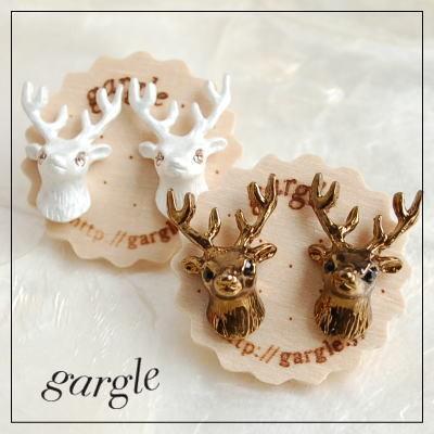 Gargle ガーグル トナカイ ピアス 立派な角がとっても素敵 トナカイのお顔ピアス チタンポスト スワロフスキー使用メール便不可 動物 お顔 バンビ シカ 鹿 Gp Swaps 通販 Yahoo ショッピング