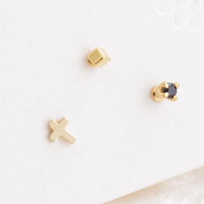 ルチカ Luccica ピアスＰｅｔｉｔ Ｃｒｏｓｓ 小さーいクロスのセットピアス 小さめ ゴールド ブラック クリア セット キュービックジルコニア ラッピング無料 | Luccica | 02