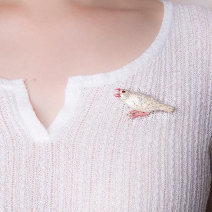 パルナートポック ブローチ 白 文鳥 Palnart Poc  2408 | Palnart Poc | 04