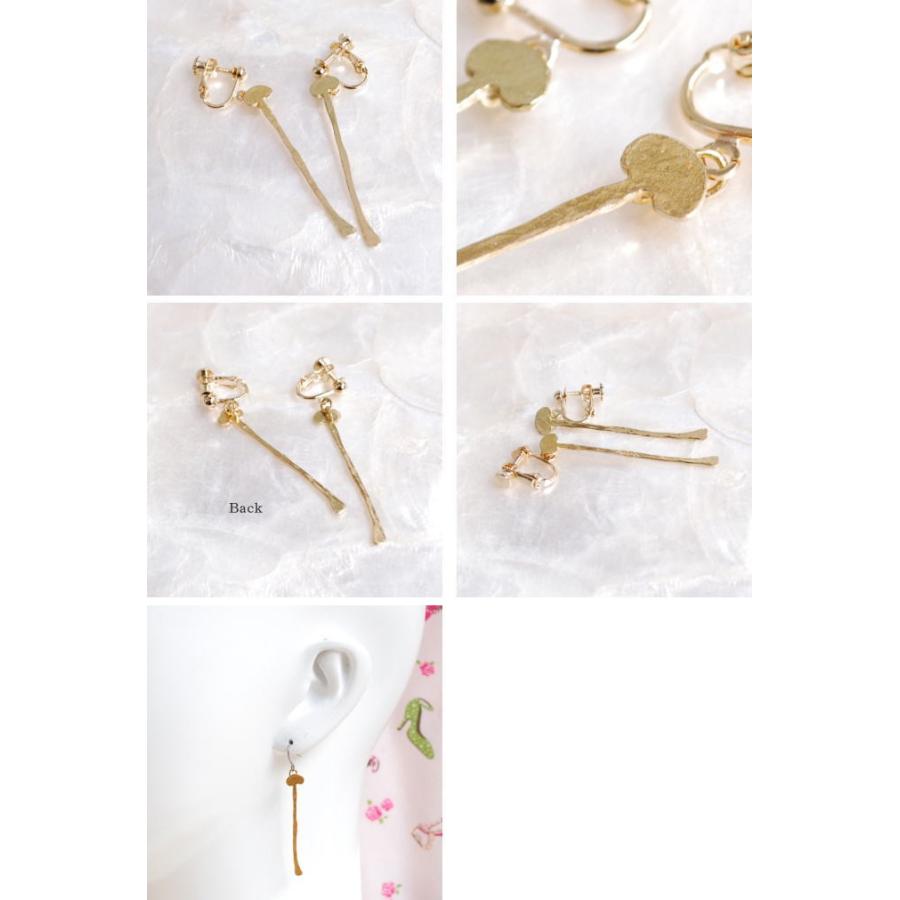 えのき１本イヤリング ひょろっと伸びたえのきをモチーフにしたアクセサリー thuthu appetizing accessories/チュチュ アパタイジングアクセサリー 真鍮 |  | 01