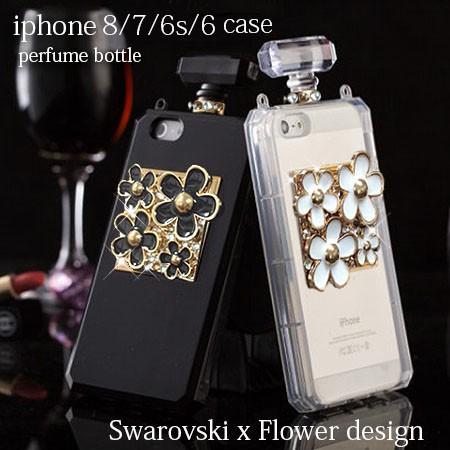 スワロフスキー iPhone SE2 第二世代 8 7 6s 6 ケース 香水 2way ブランド カメリア ショルダー 斜めがけ カバー
