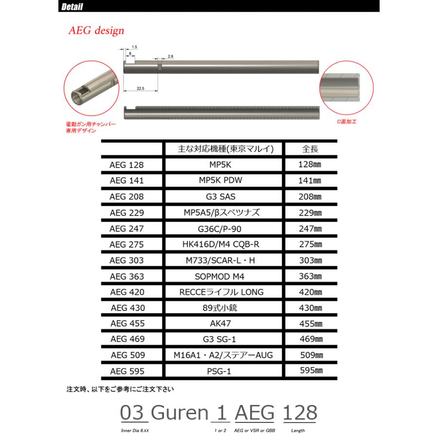 da vinci（ダヴィンチ） 03Guren1 AEG 420 【RECCEライフル LONG】 電動ガン インナーバレル｜swat｜03